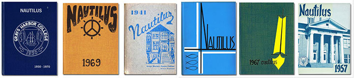 Covers of six Nautilus yearbooks