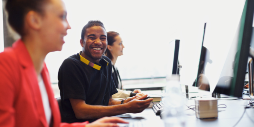 Students working in a computer lab