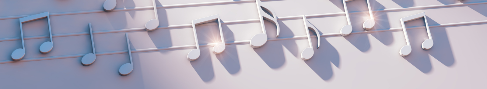 3d white musical notes with shadows on a white background